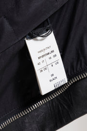 RICK OWENS - FW13 « PLINTH » Cropped lamb leather jacket with beaver fur covered sleeves