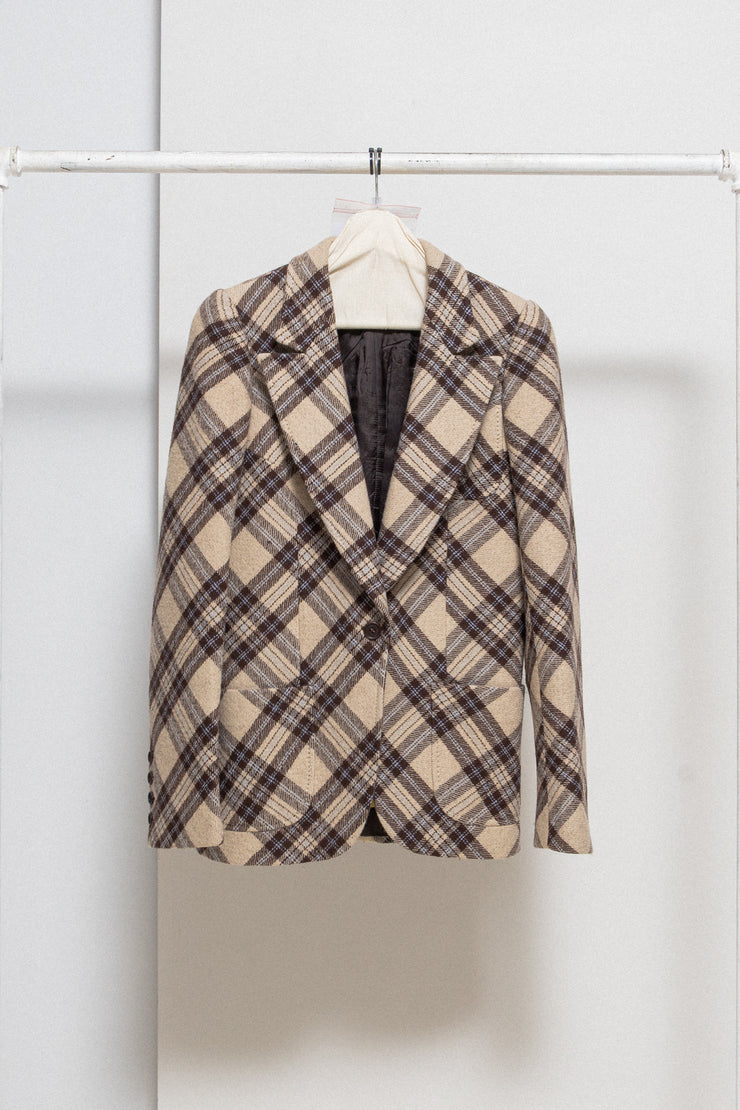 ALEXANDER MCQUEEN - FW00 "Eshu" Plaid pattern virgin wool tailored jacket with signature lining