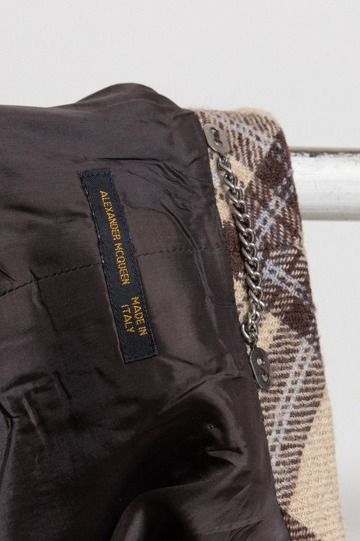 ALEXANDER MCQUEEN - FW00 "Eshu" Plaid pattern virgin wool tailored jacket with signature lining