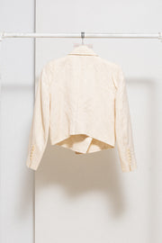 ANN DEMEULEMEESTER - Cotton + linen double breasted cream cropped jacket