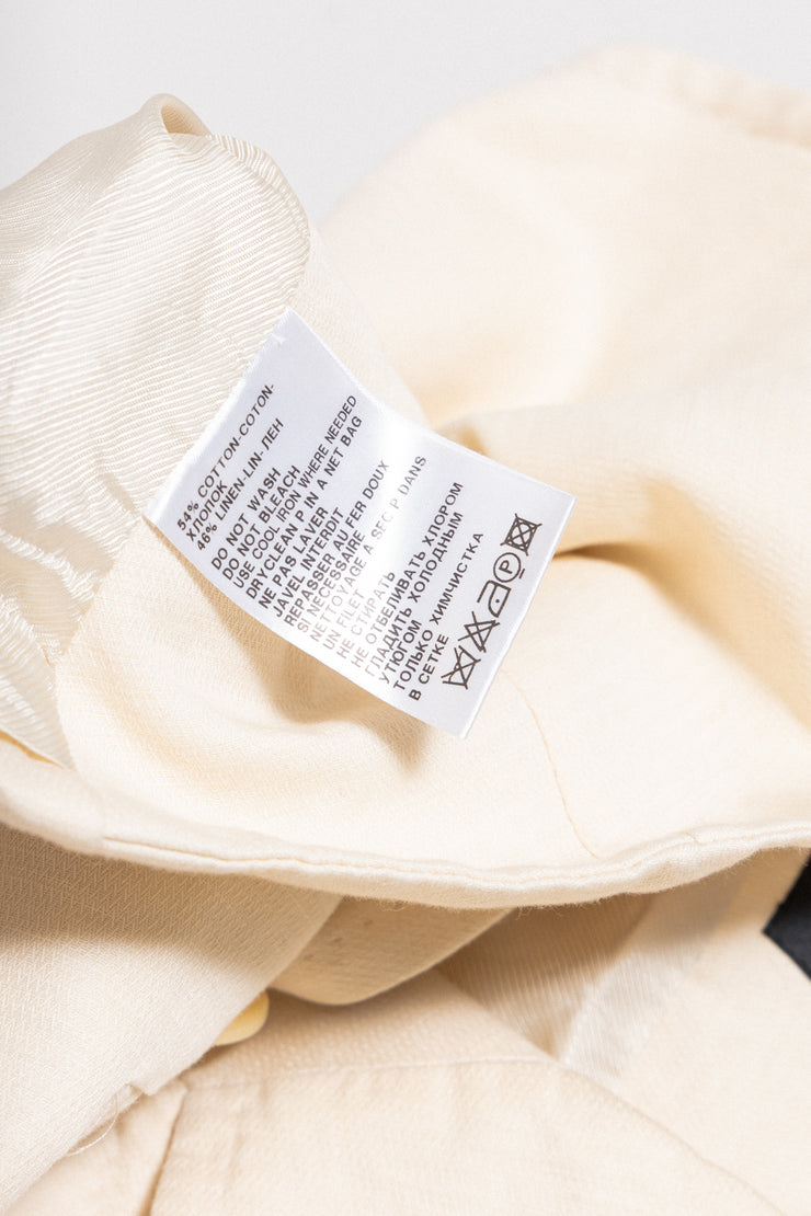 ANN DEMEULEMEESTER - Cotton + linen double breasted cream cropped jacket