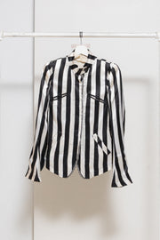 ANN DEMEULEMEESTER - SS08 100% silk striped jacket with standing collar (runway)