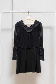 UNDERCOVER - FW09 "Earmuff Maniac" Silk pleated dress with contrasting panels (runway)