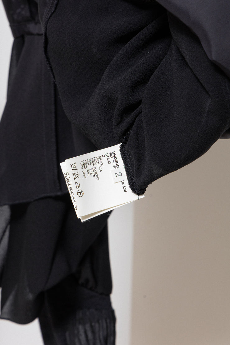 UNDERCOVER - FW09 "Earmuff Maniac" Silk pleated dress with contrasting panels (runway)
