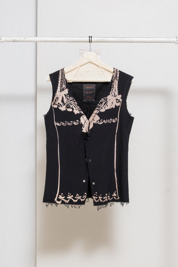 UNDERCOVER - FW03 "Paper Doll" Printed wool vest with snap buttons