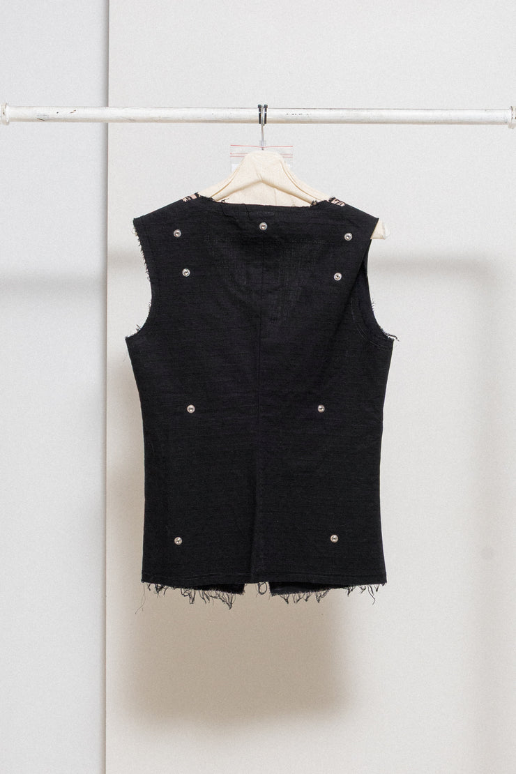 UNDERCOVER - FW03 "Paper Doll" Printed wool vest with snap buttons