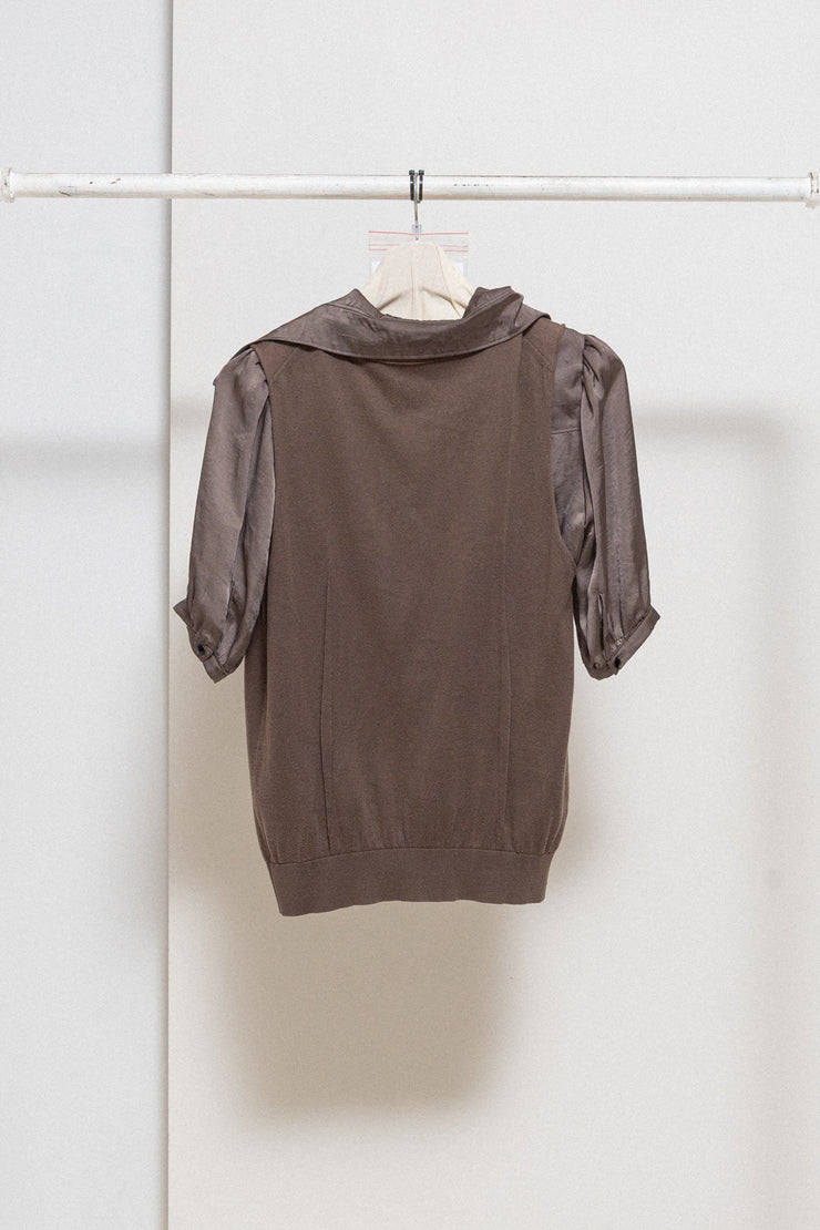 UNDERCOVER - SS07 "Purple" double layer cotton blouse with pleated collar (runway)