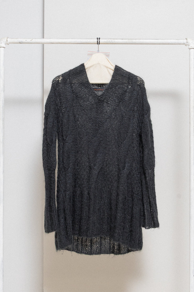 UNDERCOVER - FW05 "Arts and Crafts" Mohair wool blend braided sweater