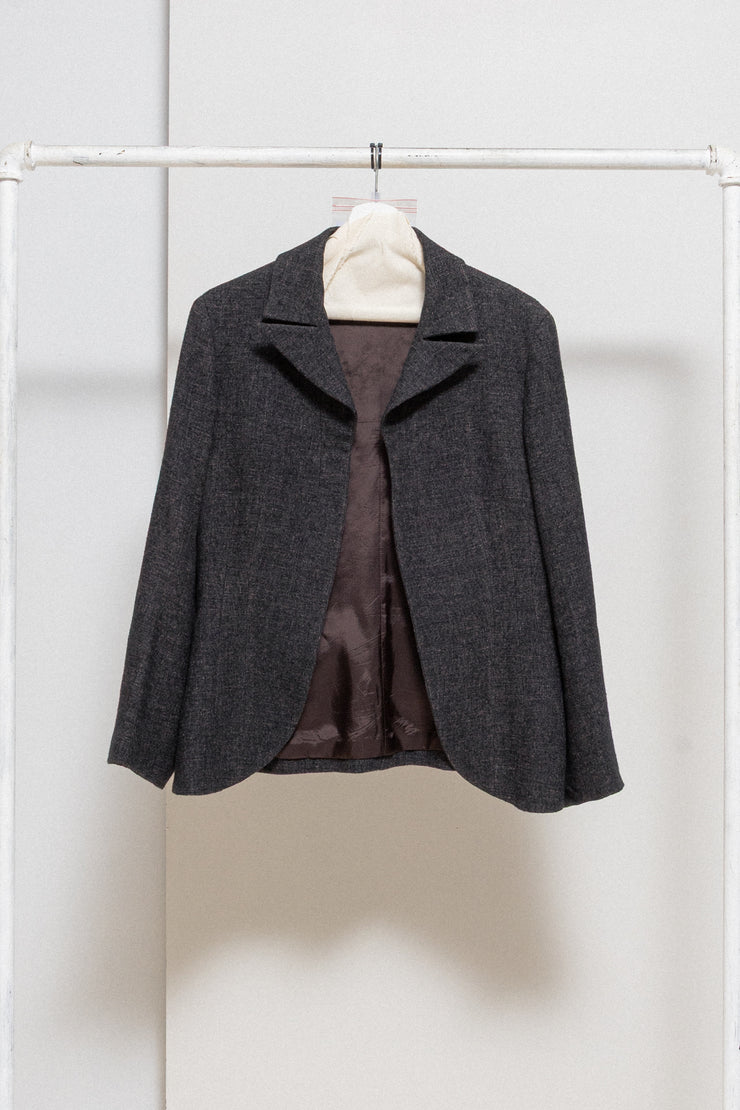 YOHJI YAMAMOTO - FW98 Wool + linen open jacket with lapel slits (runway)