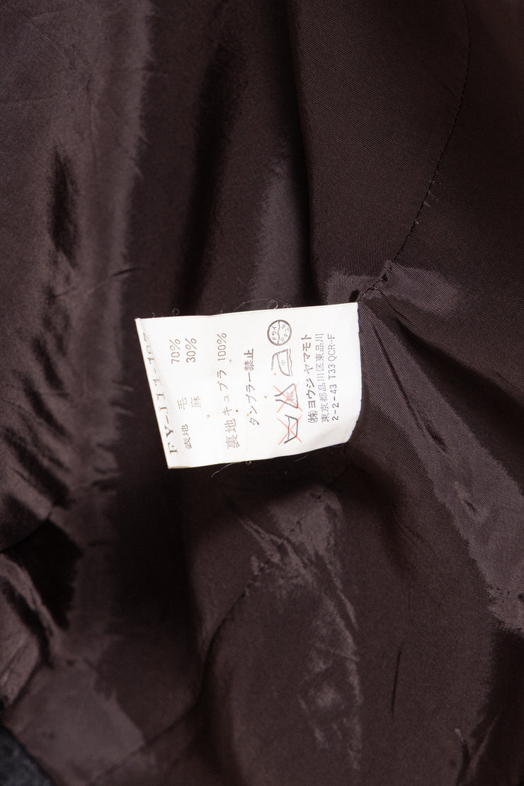 YOHJI YAMAMOTO - FW98 Wool + linen open jacket with lapel slits (runway)