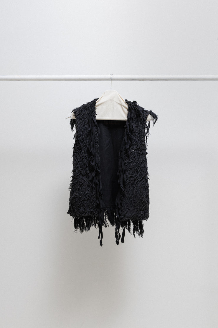 UNDERCOVER - SS06 "T." Fuzzy wool vest with fringes and straps