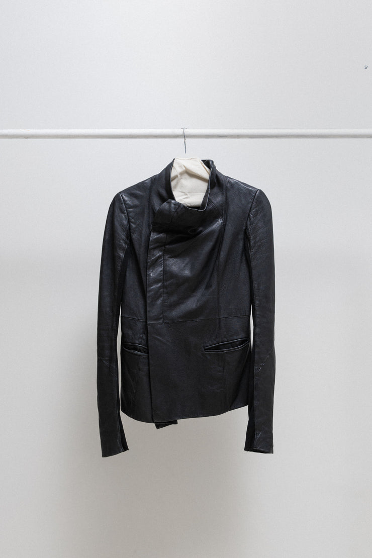 RICK OWENS - FW10 "GLEAM" Lamb leather jacket with side buttoning