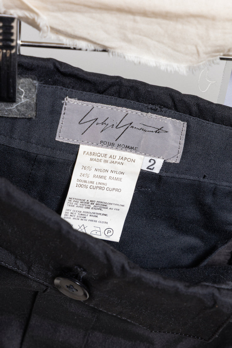 YOHJI YAMAMOTO POUR HOMME - SS01 Nylon + ramie wide pants with waist pockets (runway)