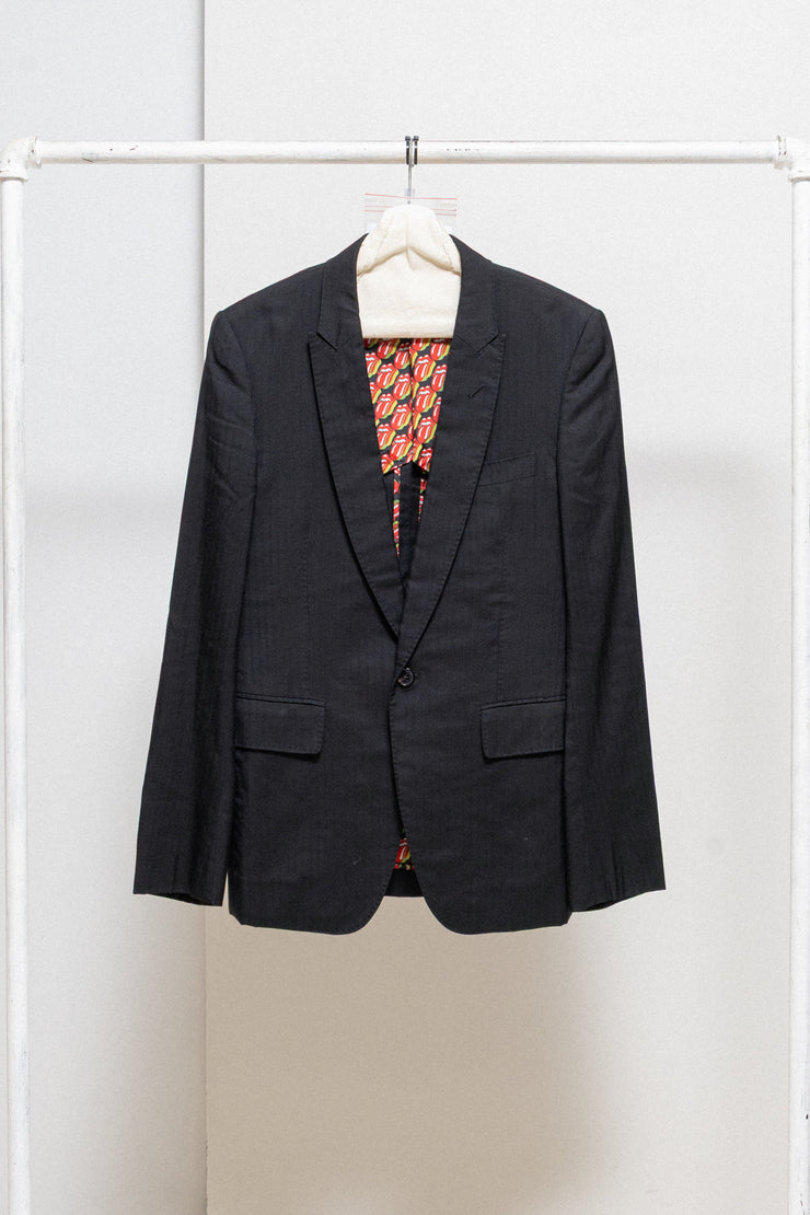 COMME DES GARÇONS HOMME PLUS - SS06 « Rip&Tongue » Wool blend jacket with Rolling Stone’s logo lining