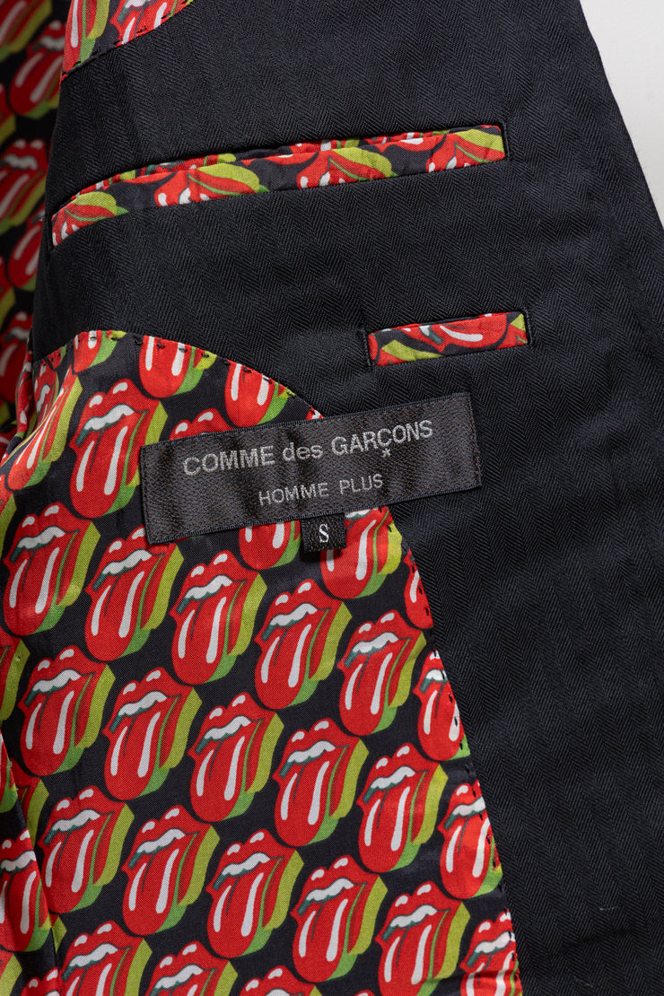 COMME DES GARÇONS HOMME PLUS - SS06 « Rip&Tongue » Wool blend jacket with Rolling Stone’s logo lining