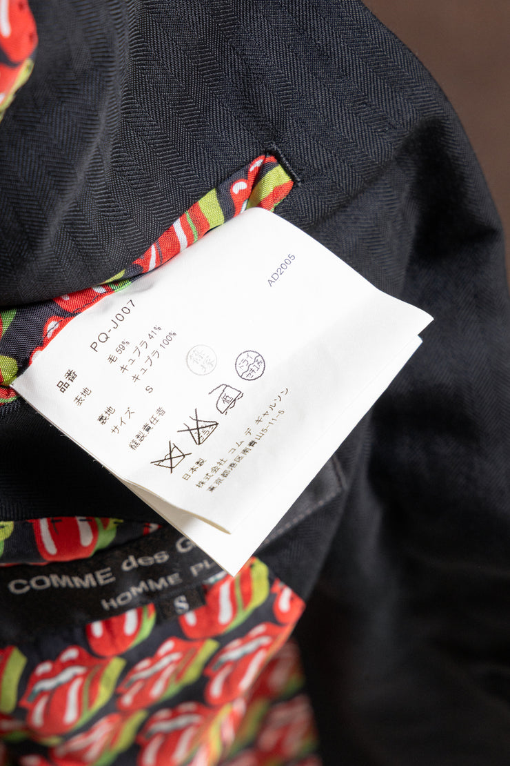 COMME DES GARÇONS HOMME PLUS - SS06 « Rip&Tongue » Wool blend jacket with Rolling Stone’s logo lining