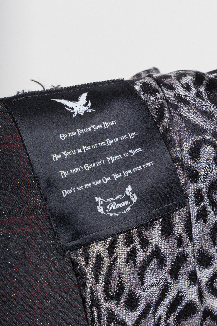 ROEN - Tartan wool glittery coat with sewn on kilt