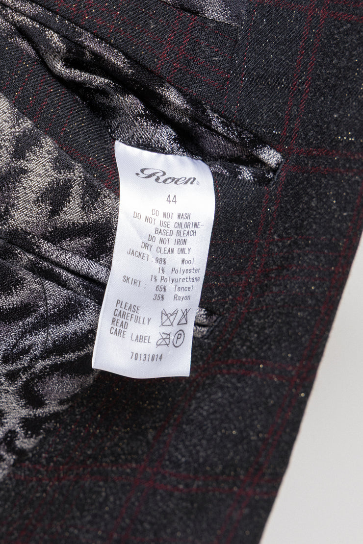 ROEN - Tartan wool glittery coat with sewn on kilt