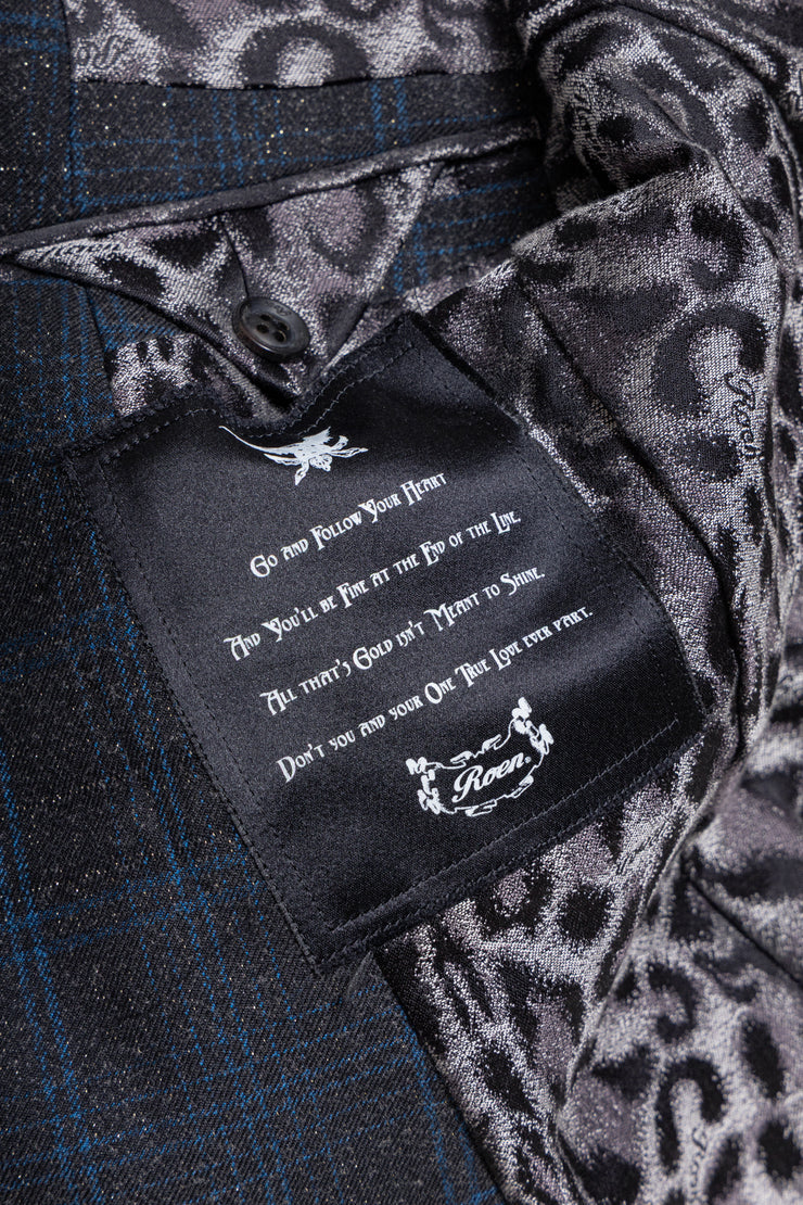 ROEN - Tartan wool glittery coat with sewn on kilt