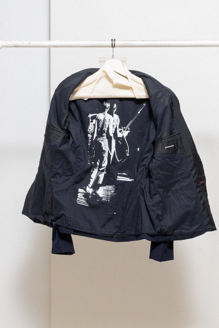 DIET BUTCHER SLIM SKIN - FW13 "Rapture" Navy wool blazer jacket with printed lining
