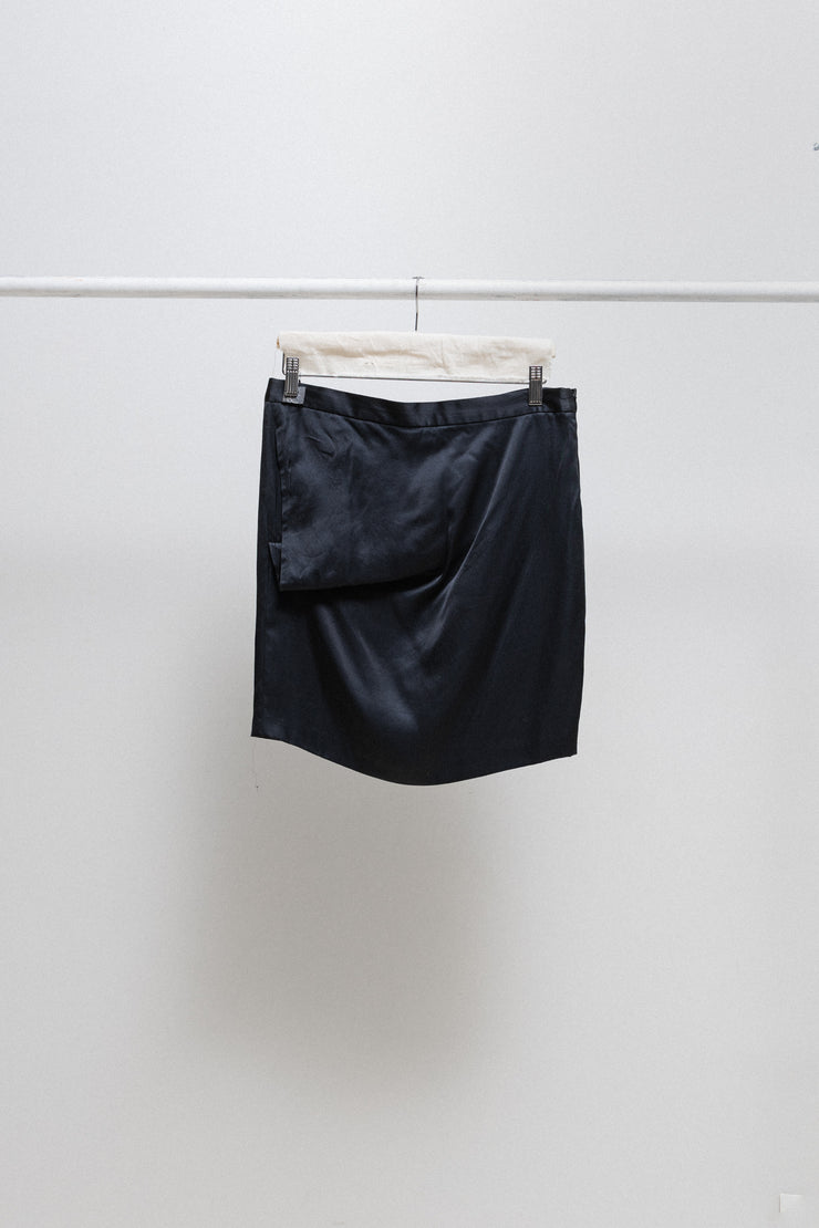 ANN DEMEULEMEESTER - Folded pocket silky mini skirt