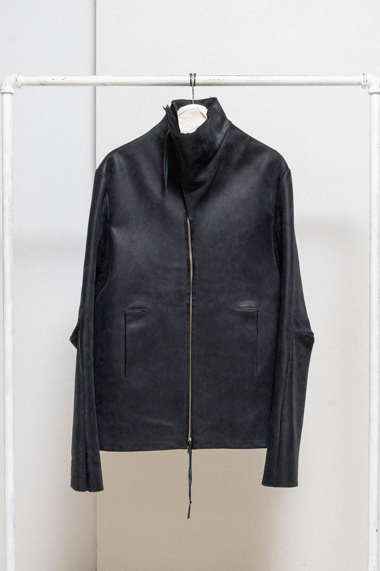 OBSCUR - FW12 High neck suede calf leather jacket