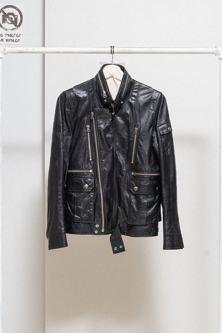 UNDERCOVER - SS07 « Purple » Lightweight cow leather jacket with zippers and pocket details