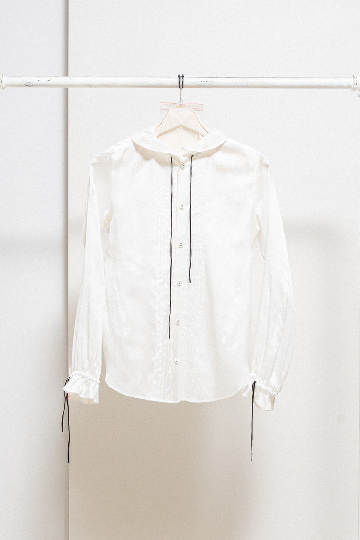 NUMBER (N)INE - FW07 « Love God Murder » Cotton blend pleated shirt with strap details (runway)