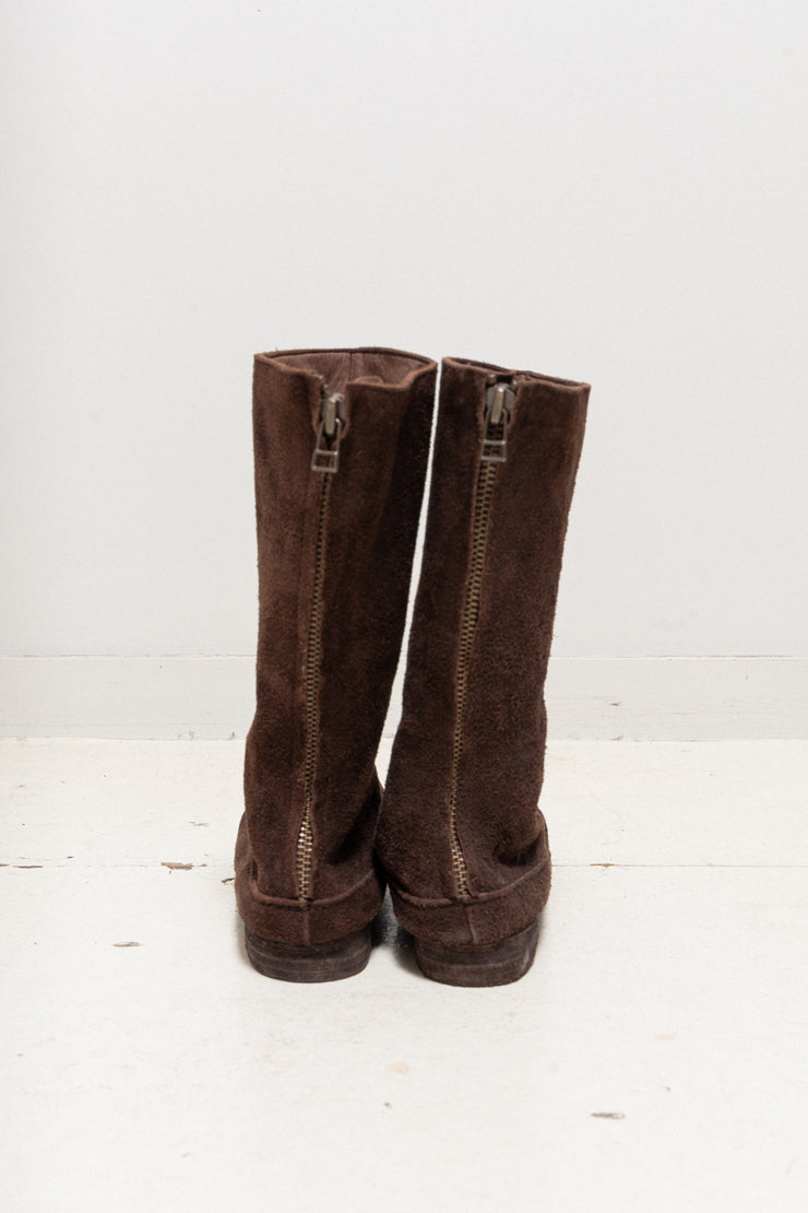 CHRISTIAN PEAU - Suede leather back zip boots