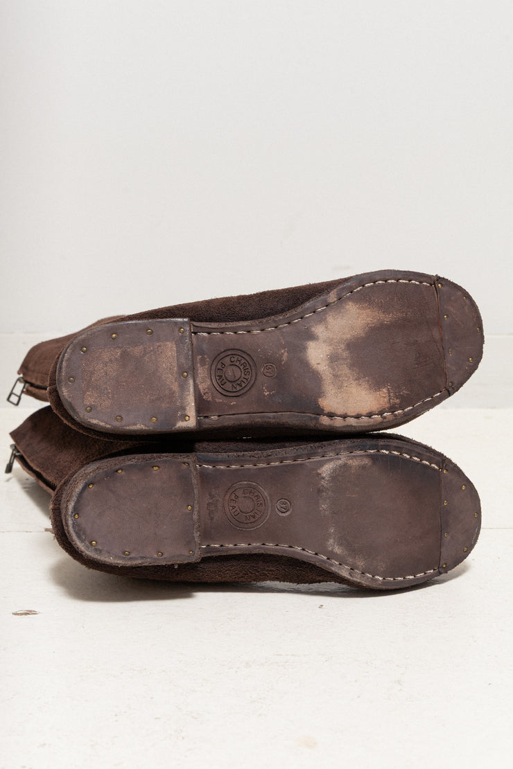 CHRISTIAN PEAU - Suede leather back zip boots