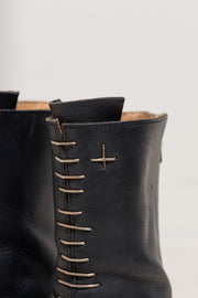 MA+ - Horse leather back zip boots with sterling silver staples