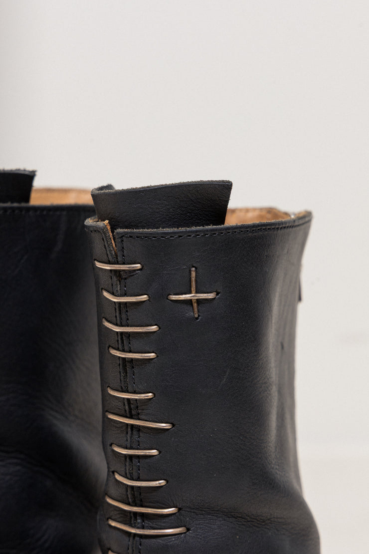 MA+ - Horse leather back zip boots with sterling silver staples