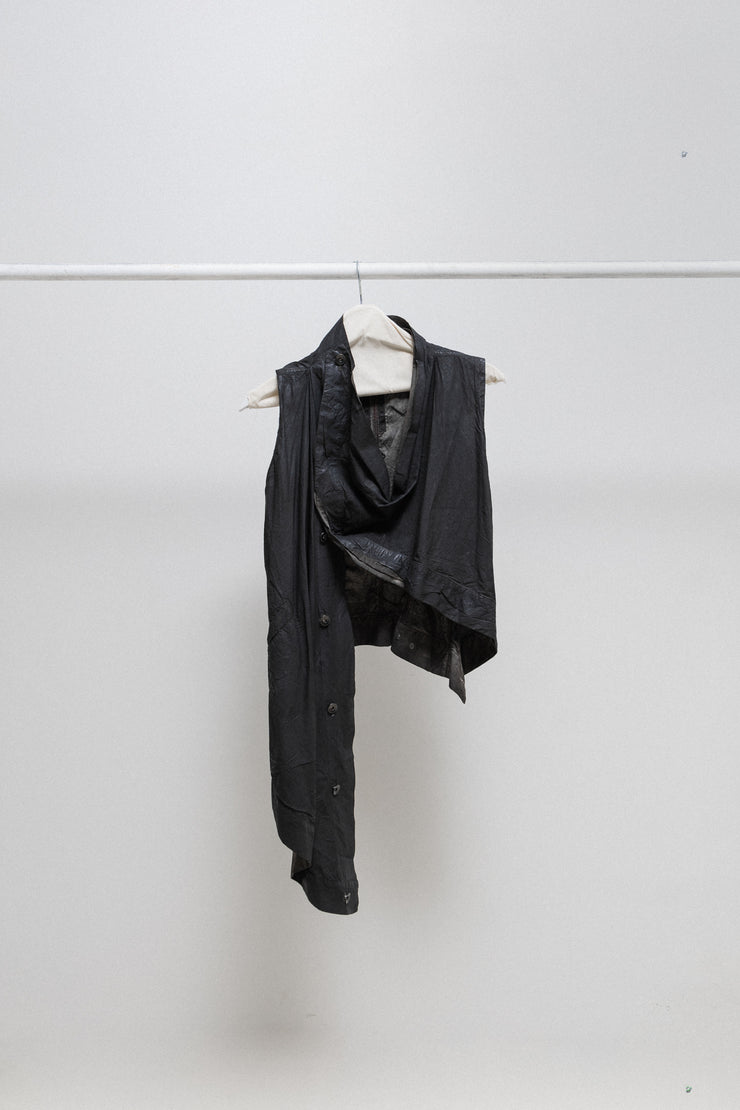 RICK OWENS DRKSHDW - 2011 Waxed button up vest with falling panel