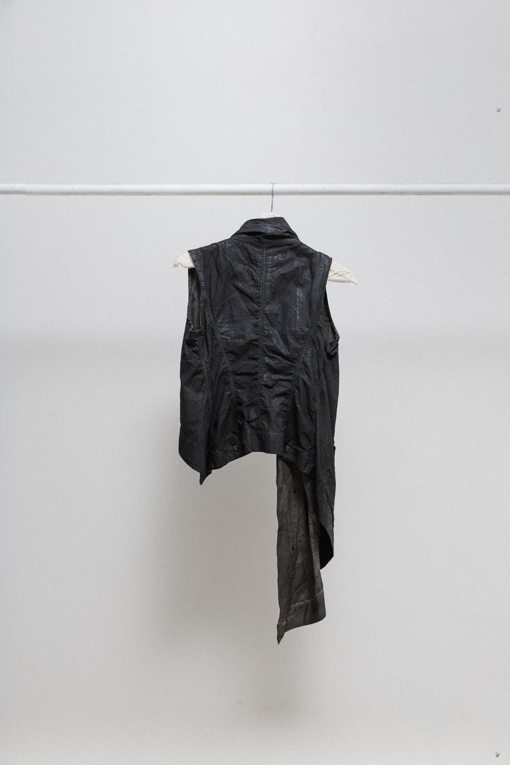 RICK OWENS DRKSHDW - 2011 Waxed button up vest with falling panel