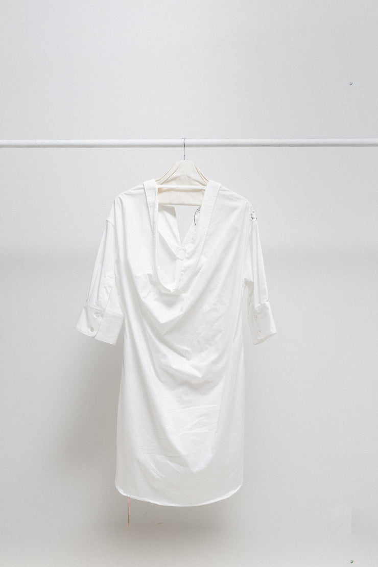 MIHARA YASUHIRO - Wide cotton dress with stitched flower patches