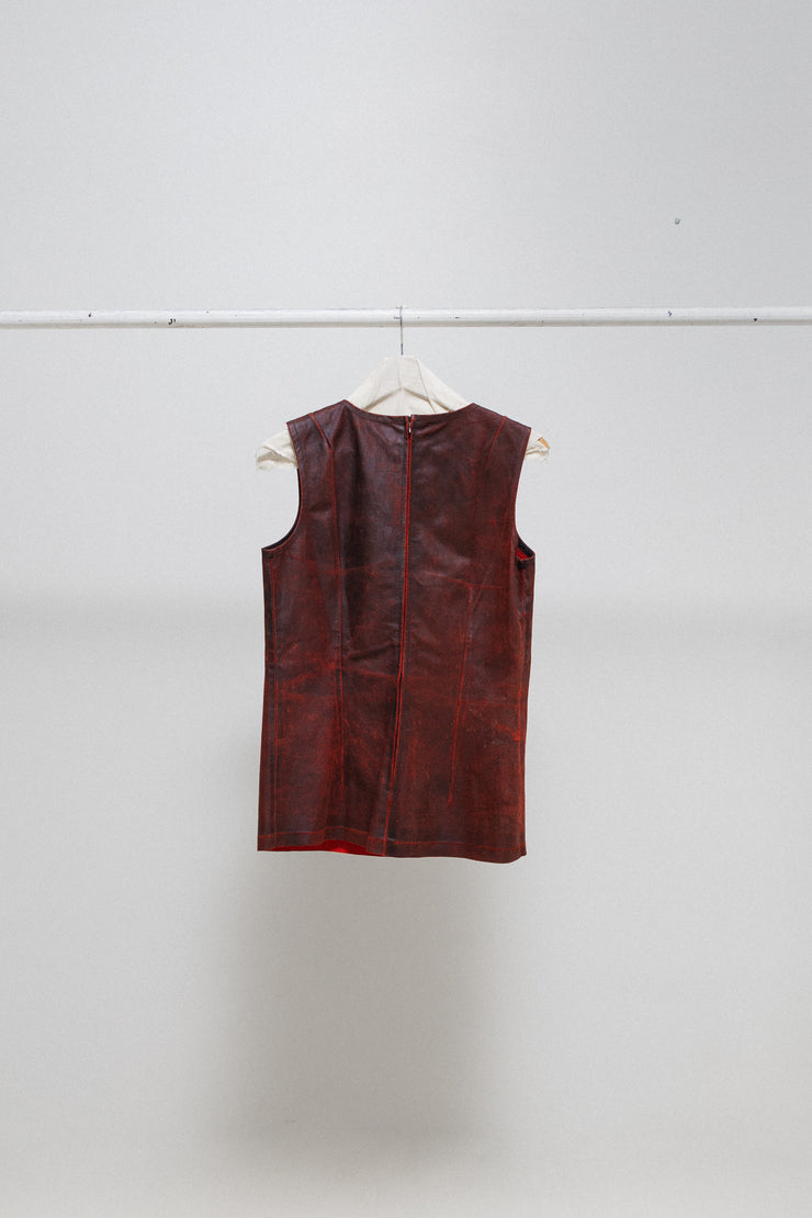 ANN DEMEULEMEESTER - FW01 Red painted leather top