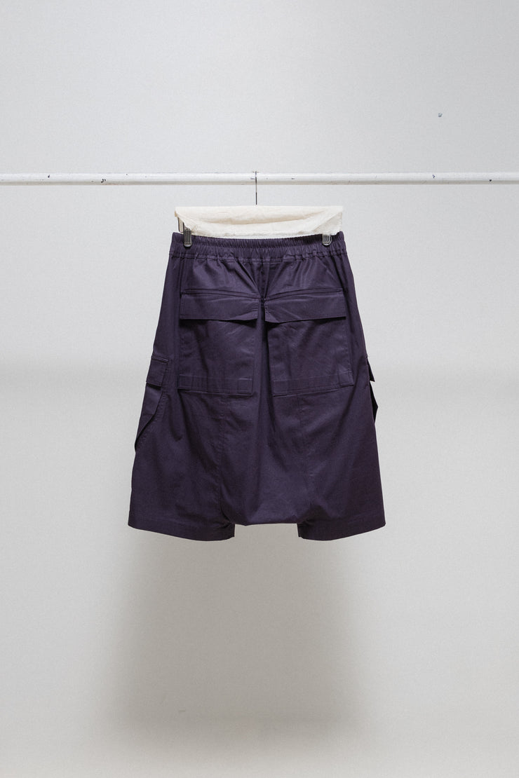 RICK OWENS - SS21 "PHLEGETHON" Plum pod shorts with eyelet details