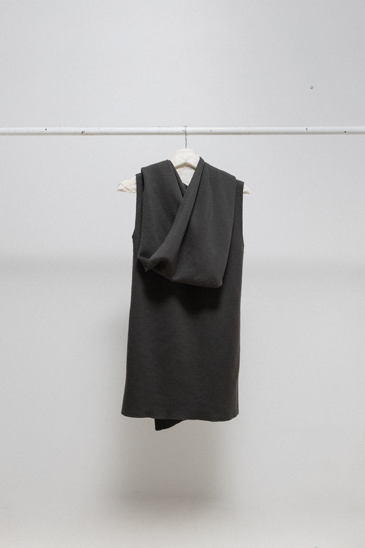 RICK OWENS - FW14 "MOODY" Wool blend sleeveless hooded sweater