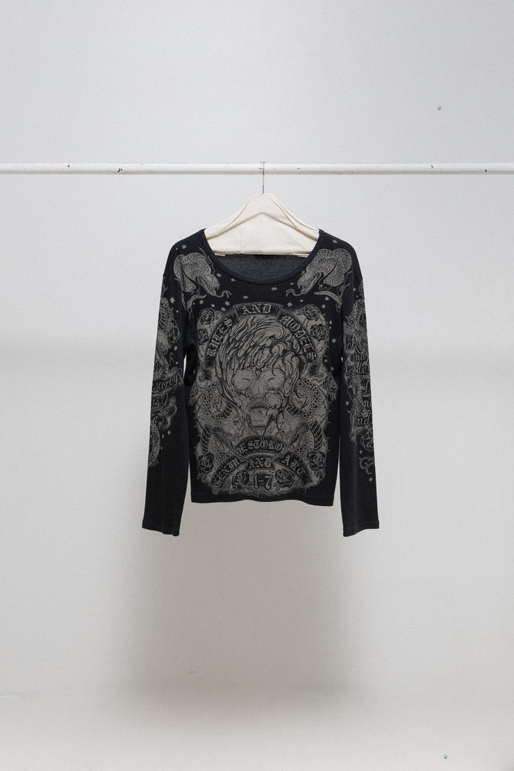 YASUYUKI ISHII - "Rules and models" printed tattoo top