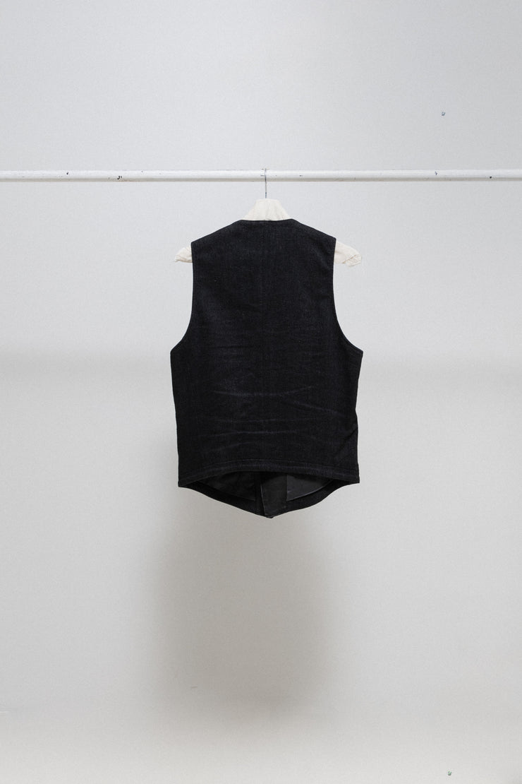 ISAMU KATAYAMA BACKLASH - Linen blend vest with leather details