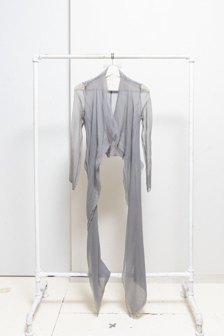 MARC LE BIHAN - 100% silk pearl grey cardigan