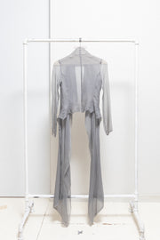MARC LE BIHAN - 100% silk pearl grey cardigan