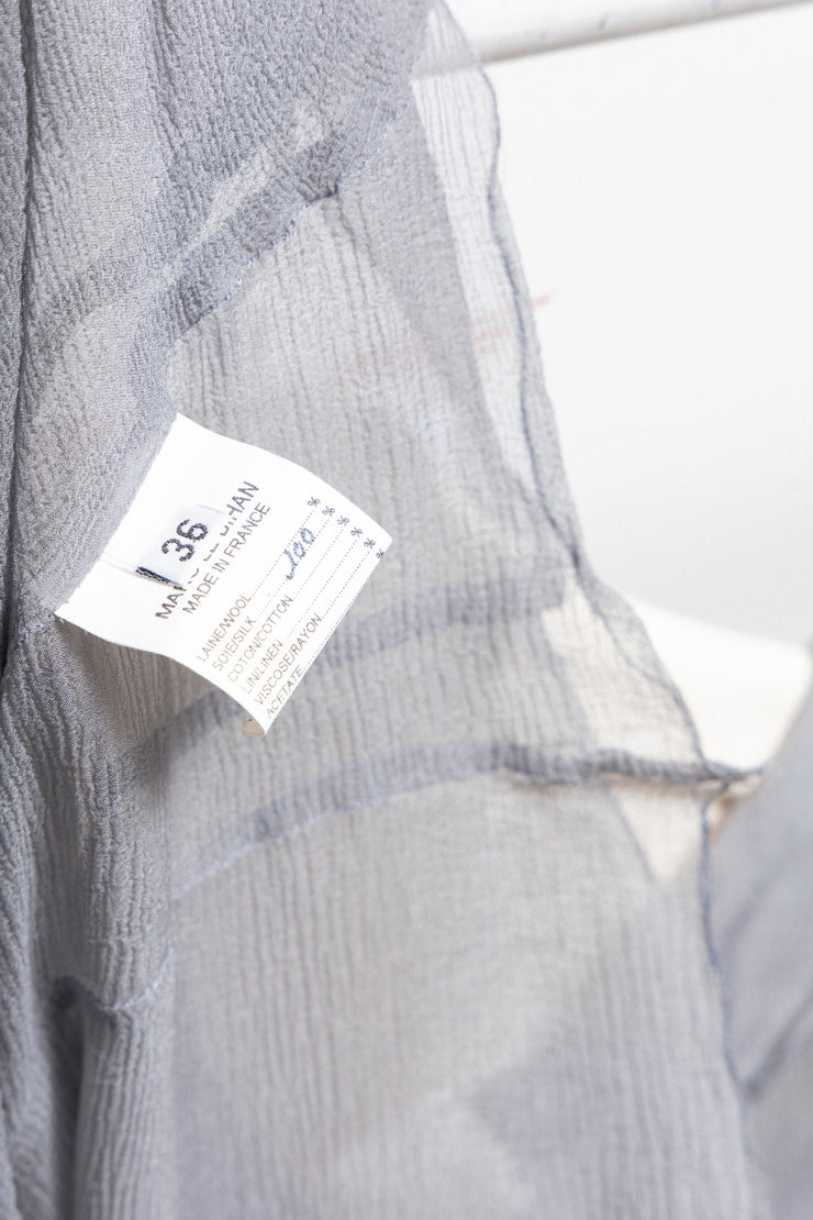 MARC LE BIHAN - 100% silk pearl grey cardigan