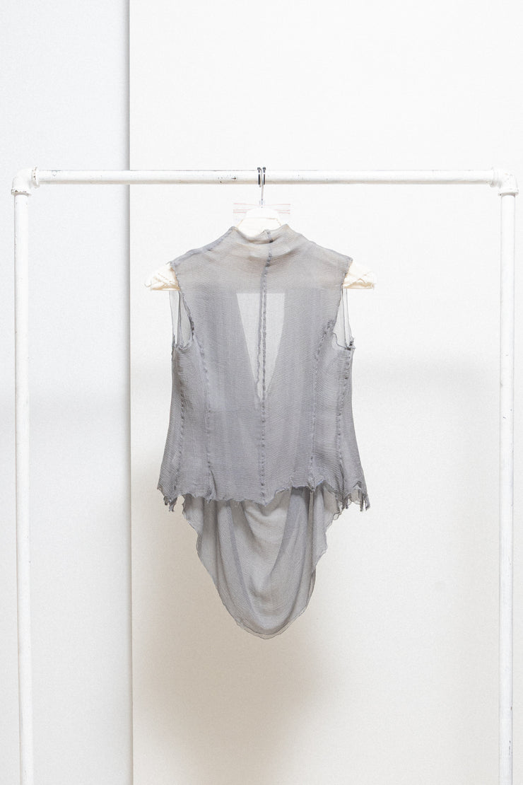MARC LE BIHAN - 100% silk pearl grey top