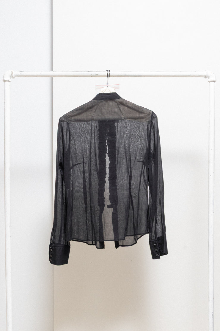 ALEXANDER MCQUEEN - SS06 « Neptune » See through blouse with frilled button placket (runway)