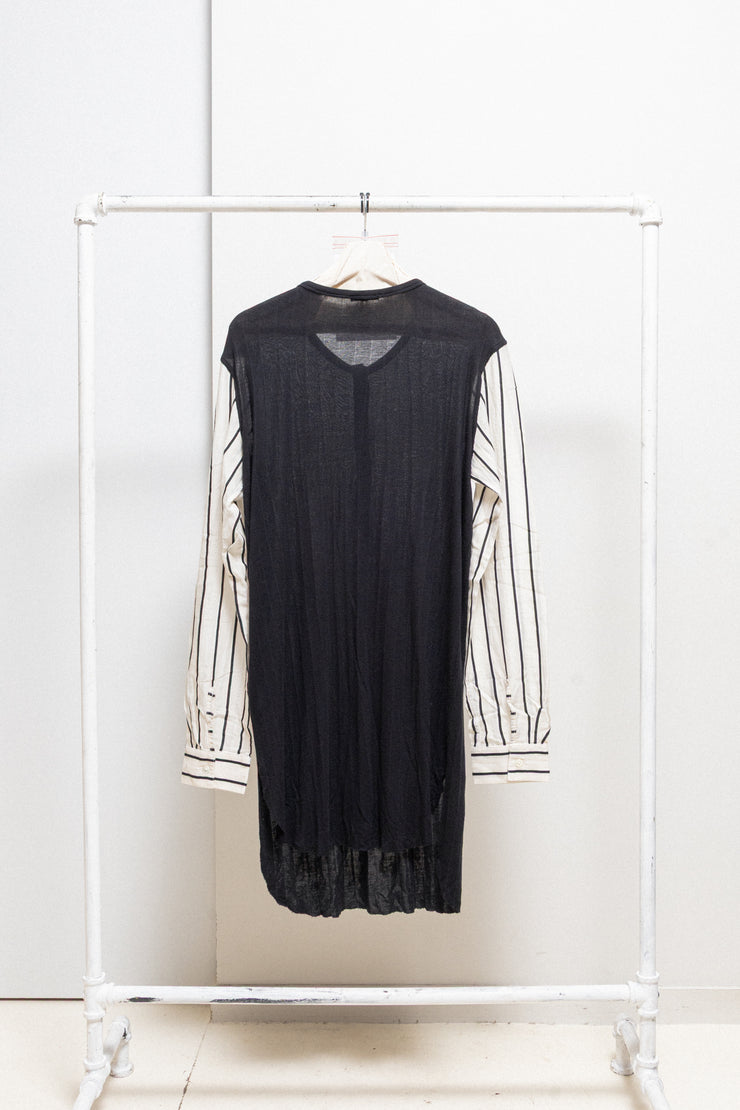 ANN DEMEULEMEESTER - Cashmere blend sweater with striped sleeves