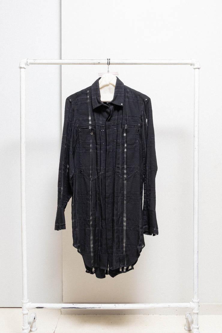 ANN DEMEULEMEESTER - Silk, wool and cotton blend see through checkered shirt