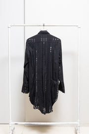 ANN DEMEULEMEESTER - Silk, wool and cotton blend see through checkered shirt
