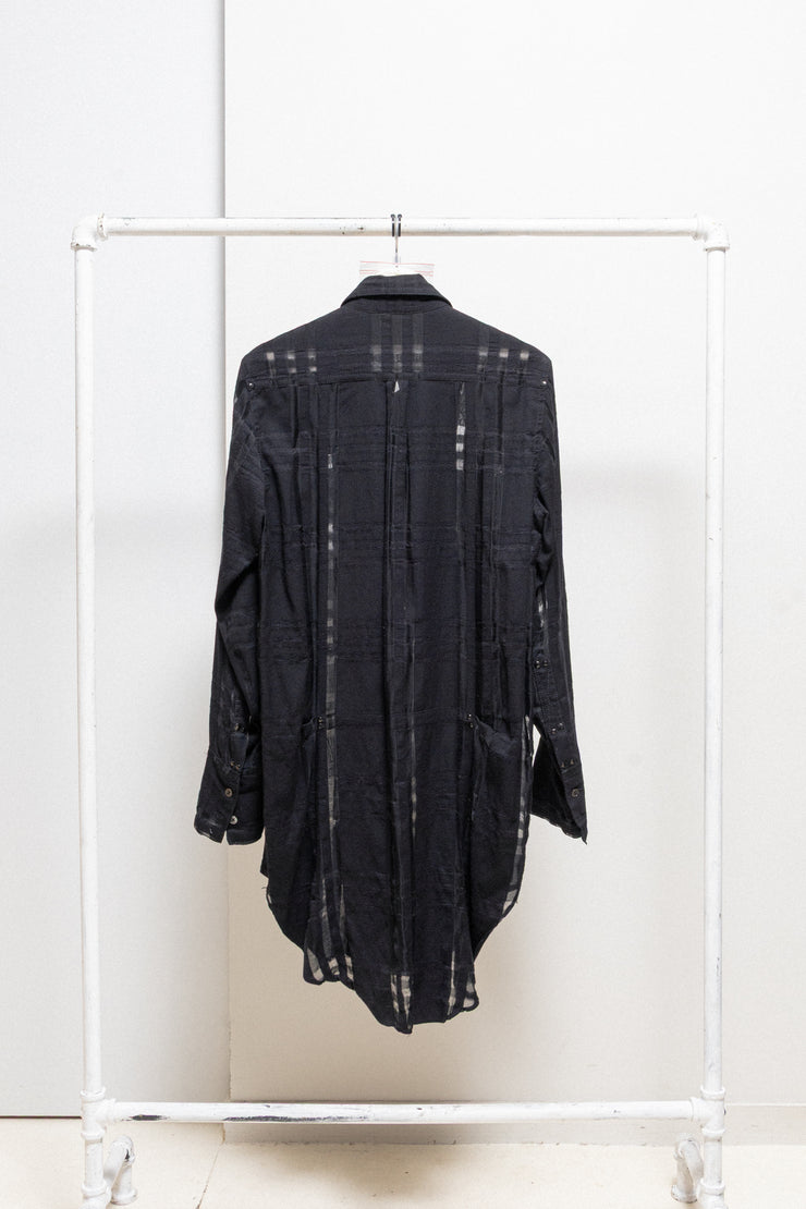 ANN DEMEULEMEESTER - Silk, wool and cotton blend see through checkered shirt
