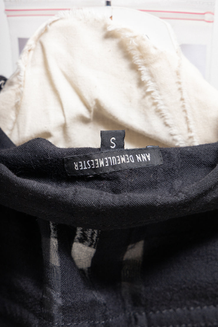 ANN DEMEULEMEESTER - Silk, wool and cotton blend see through checkered shirt